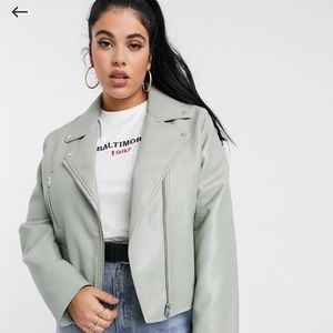 Asos Curve Moto style faux leather jacket size 14